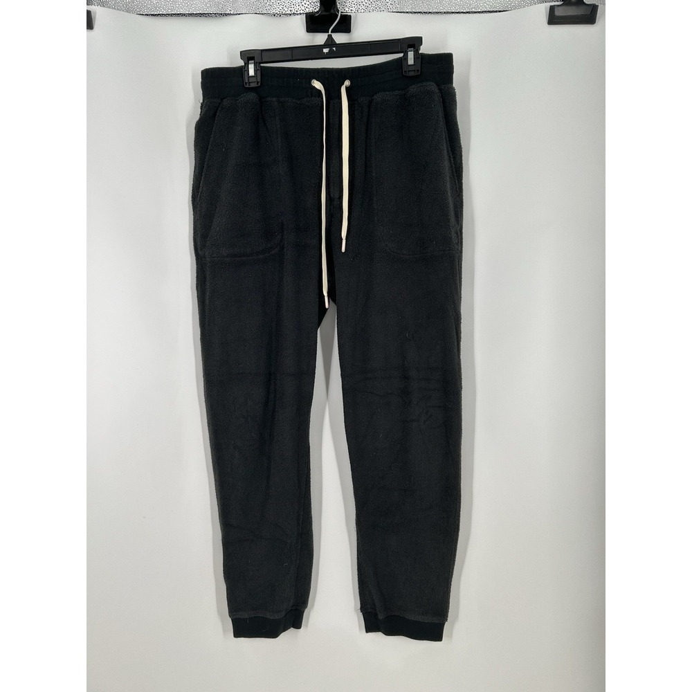 Outerknown Fleece Sweatpants Tapered Leg Joggers Cuffed Black Mens Size Large